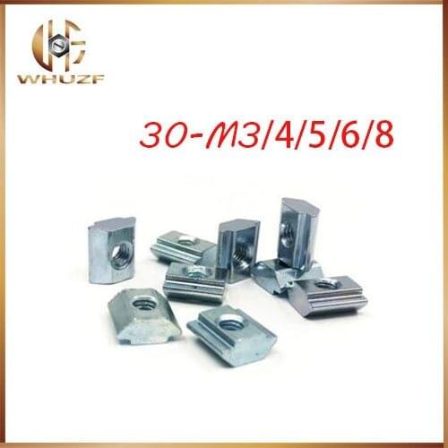 Free shipping 50pcs/lot T Sliding Nut Block Square nuts M4 M5 M6 m8 for 3030 Aluminum Profile Slot 6 Aluminum connector Accessor