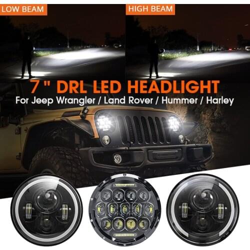 7inch LED Headlight Bulbs H4 H13 Hi-lo Headlamps Led Driving Light Halo 12V for Jeep CJ/Wrangler JK /Land Rover/Hummer/Harley
