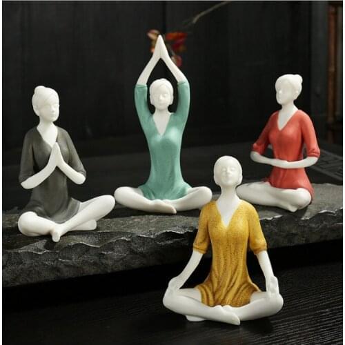 Yoga Kungfu Girl Tea Pet Ornaments Clay Purple Sand Tea Pet Handmade Ceramic Tea Accessories Home Decoration Crafts Tea Tools