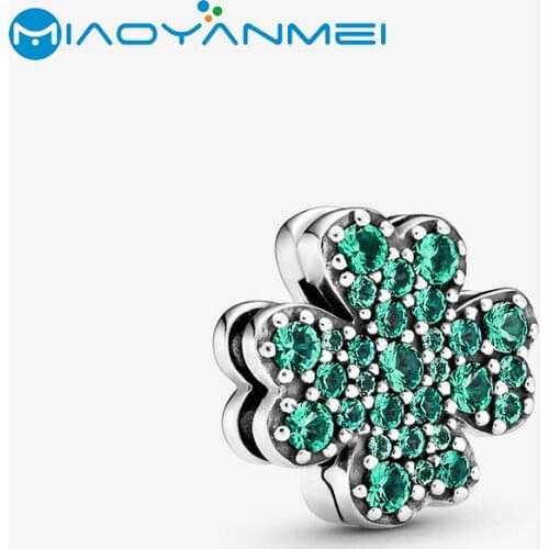 2020 Spring 925 Sterling Silver Beads Pave Setting Four-Leaf Clip Charm fit Original Pandora Bracelets Women DIY Fashion Jewelry