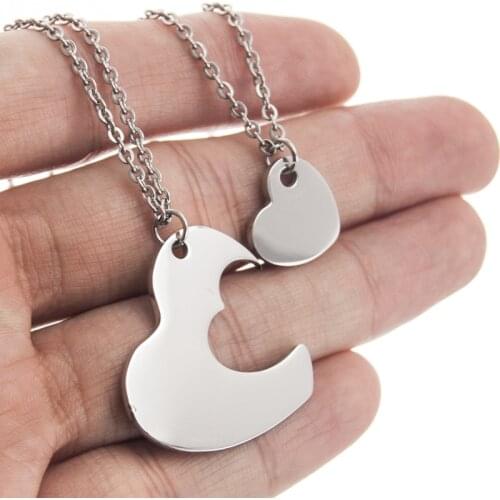 100% Stainless Steel Blank Heart Puzzle Pendant Necklacr For Women Metal Heart Jigsaw Charm Couples Choker Mirror Polished