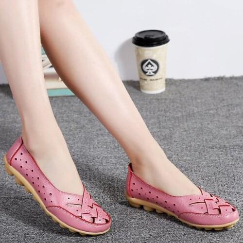 2021 New Spring Women Shoes Solid Color Flats Shoes Women Elegant Baotou Women Flats Genuine Leather Shoes For Ladies Plus Size