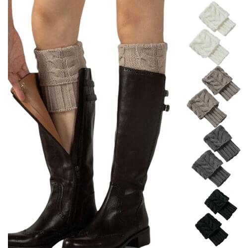 Women Winter Warm Knitted Punk Legs Warmers Short Boot Cuffs Socks Crochet Stretch Boot Sleeve for Girls Calentadores Mujer