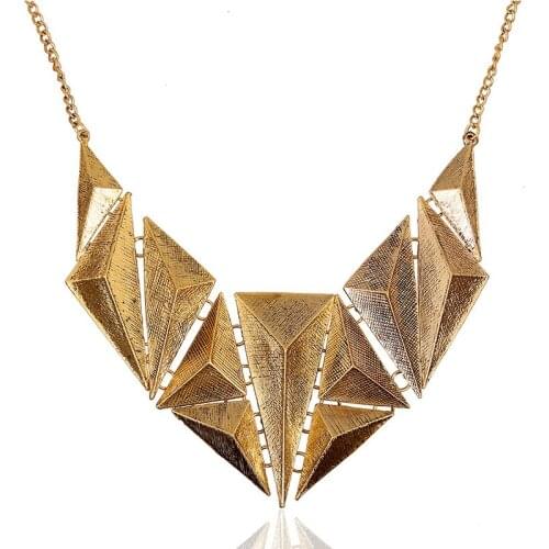 LZHLQ Vintage Triangle Punk Choker Statement Necklace Women 2Colors Zinc Alloy Necklaces Pendants Trendy Collares Collier