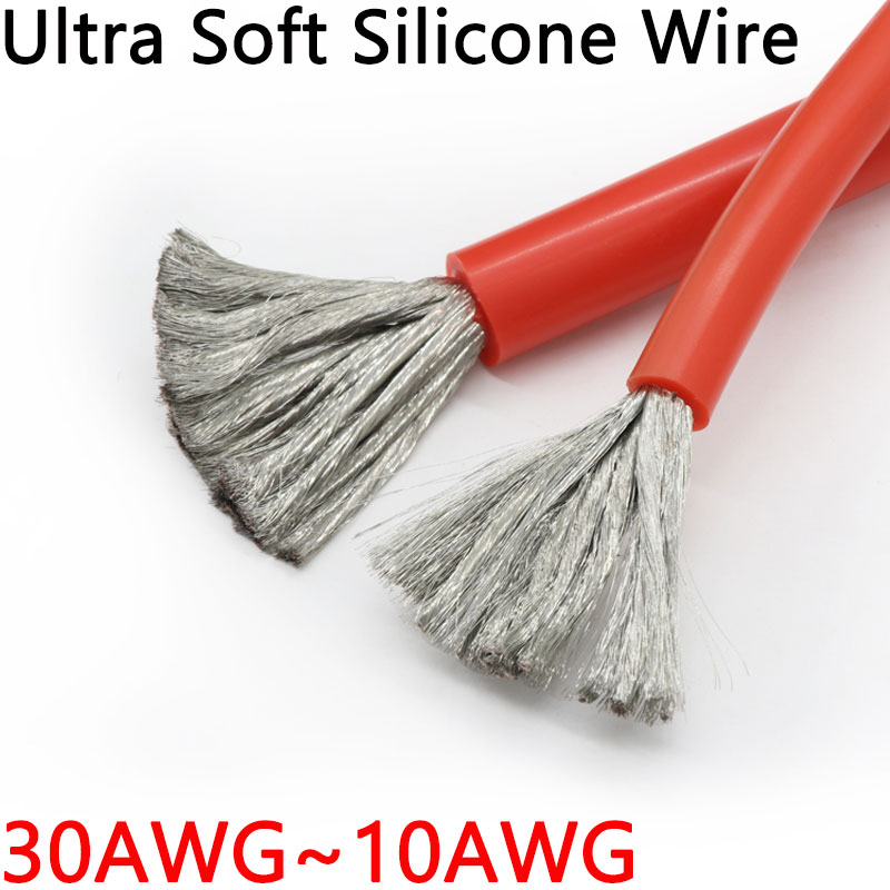 1M/5M Heat-resistant cable 30 28 26 24 22 20 18 16 15 14 13 12 10 AWG Ultra Soft Silicone Wire High Temperature Flexible Copper