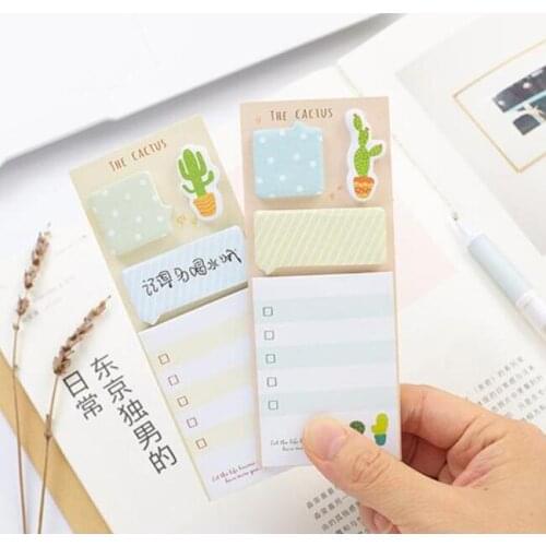 1pack/lot Cute Cactus Styling Notes Four Design Random Note Paper Tag Check List School Accessories Memo Sticky