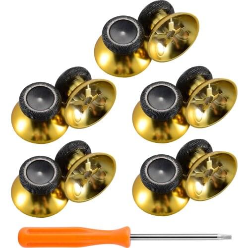 EXtremeRate 10 pcs Chrome Thumbsticks Analog Sticks Buttons Replacement Parts for Xbox Series X&S / Xbox One / Xbox One S&X
