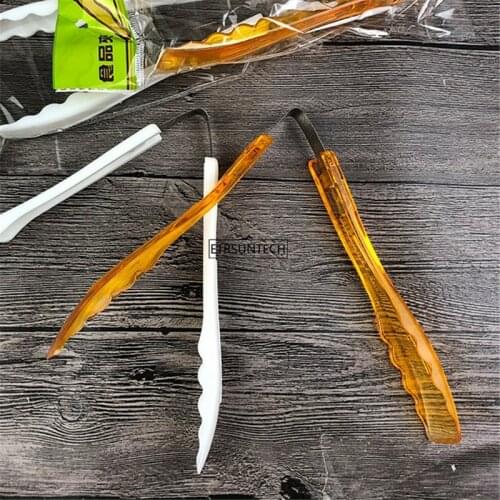 100pcs BBQ Tongs Pizza Bread Steak Bread Clip Salad Serving Plastic Handle Utensil Non-Stick Kitchen Tongs Tool