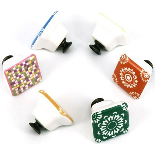 1x Ceramic Porcelain Square Style Bedroom Furniture Cabinet Cupboard Drawer Knob Pull Handle