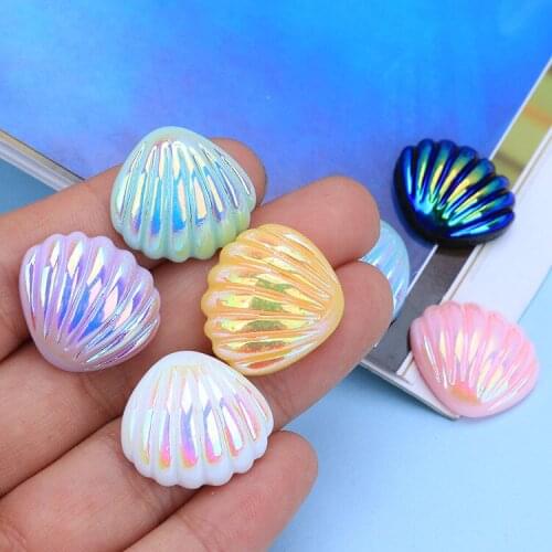 20*18mm 10pcs Colorful Electroplating Shells Cream Glue Mobile Phone Case Necklace Hair Jewelry Diy Resin Jewelry Accessories