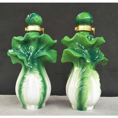 2P--HOME shop efficacious Mascot GOOD LUCK bring in wealth handicraft 2 porcelain Decoration FENG SHUI flower vase Wine bottle