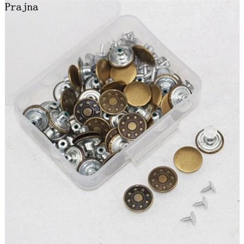 Prajna Jean Eyelets 17MM Boxed 50 Sets Of Button Feather Buckle Metal Button Retro Rose 8 Stars Bronze Denim Buckle Bib Button