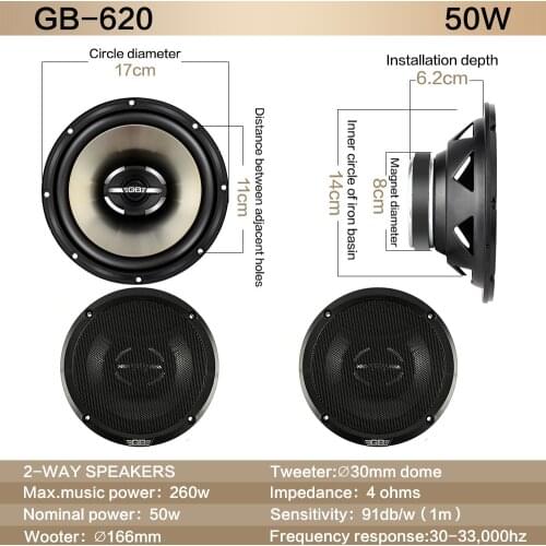 Car port audio modification coaxial subwoofer 6.5 inch speaker stereo auto audio, hi-fi speakers non-destructive installation