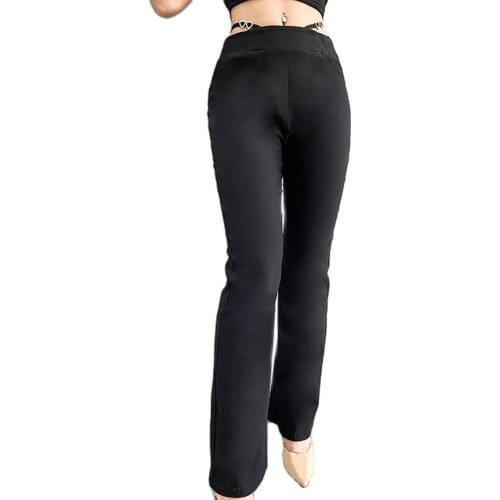 Stylish Casual Flare Pants Women Fashion Solid Color Love Heart Strap Skinny Bell-bottom Long Trousers High Waisted Pants