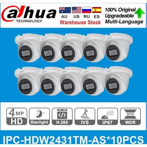 Dahua Original IPC-HDW2431TM-AS 4MP POE Built in MiC SD Card Slot H.265 IP67 30M IR Starlight IVS Upgradeable Camera 10pcs/lot