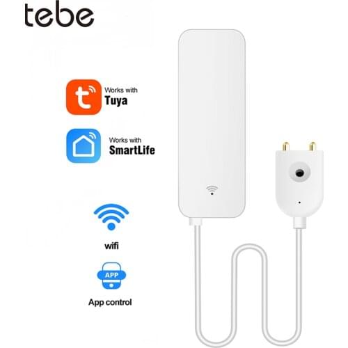 TebeTuya Smart Home WiFi Water Leak Sensor Detector Overflow Security Alarm System Remote Monitoring Easy to Install