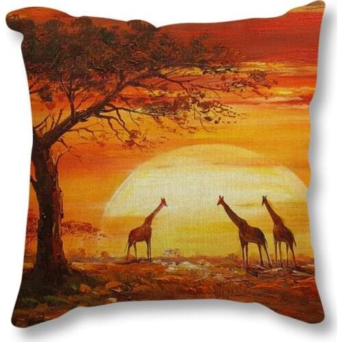 Throw Pillow 45x45 cm Africa Painting Art African Impression Exotic Style Square Linen Cushion Decorative Cushion For Sofa Car