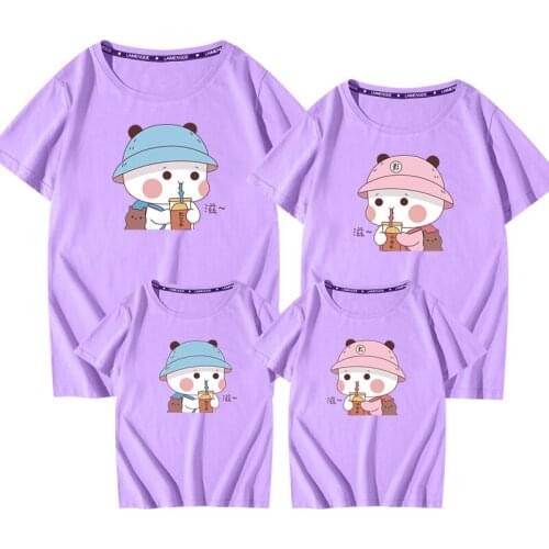 Cute Cartoon Mother Son Matching Clothes Couple T Shirts Daughter Father Top Tee Shirts Black White Cotton 5XL Men T Shirt