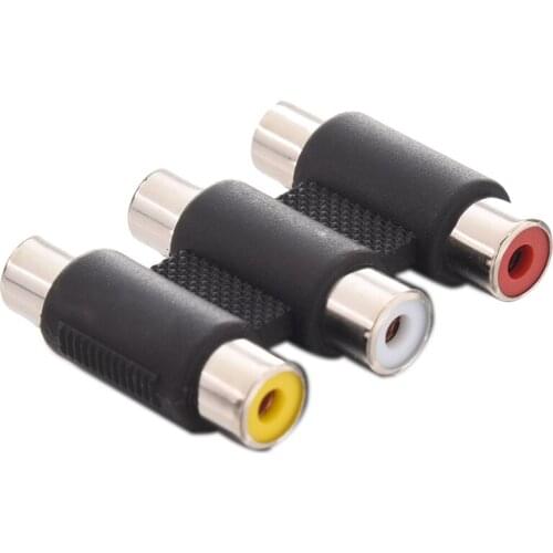 GTBL 3 RCA PHONO FEMALE SOCKET COUPLER EXTENSION ADAPTER