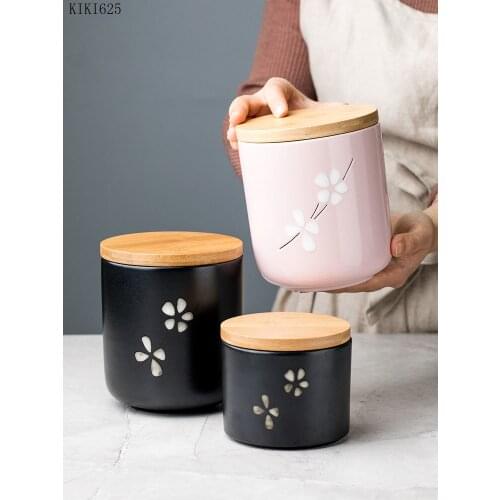 European-style Ceramic Tea Caddy Large-capacity Airtight Cans Home Coffee Bean Candy Nut Storage Box Kitchen Storage Container
