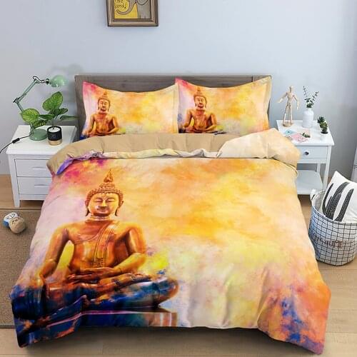 Sitting Lord Buddha King Bedding Set Psychedelic Mandala Duvet Cover Single Double Twin Queen Size With PIllowcase 2/3pcs
