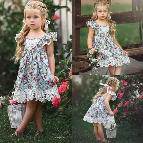 Summer Cute Baby Kid Girl Dress Toddler Princess Party Floral Print Tutu Dresses