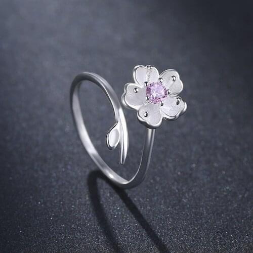 Summer Bohemian Ethnic Crystal Cheery Flower Ring For Women Female Fashion Finger Rings Korean Girl Party Gift Gothic Jewelry