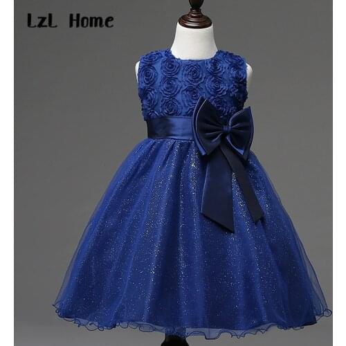 Best-selling girl dress flower girls dresses applique bow dress sleeveless knee length wedding flower girl dress