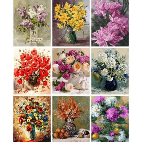 Olieverfschilderij Van Nummers Bloem Op Canvas Set Decor Voor Painting By Number Handgeschilderd Gift 40X50cm Multicolor Flower