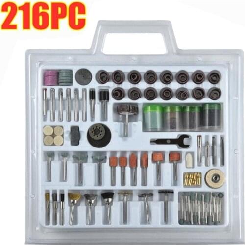 216Pcs Electric Mini Drill Bit Kit Abrasive Rotary Tool Accessories Set for Dremel Grinding Sanding Polishing Cutting