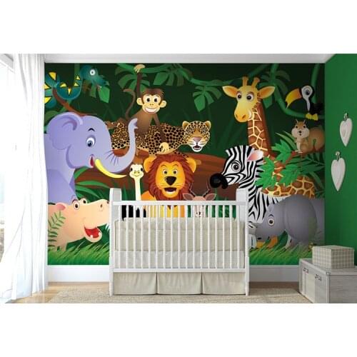 Mural Jungle Animals Wallpaper Mural 3D wallpaper for child bedroom TV backdrop wallpaper Home Decor mural