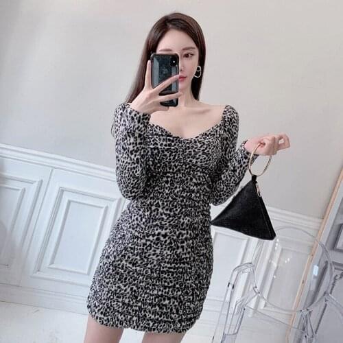 New arrival fashion comfortable mini formal dress high quality elegant vintage work style leopard basic sexy pencil dress