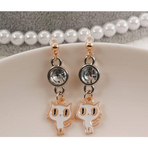 New fashion golden cute cat puppies lucky cat for woman drop small animal earrings