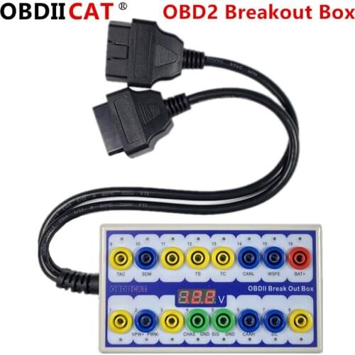 OBDIICAT Newly OBD 2 Break Out Box OBD2 Breakout Box OBD OBDII Protocol Detector Diagnostic Connector For Auto Car