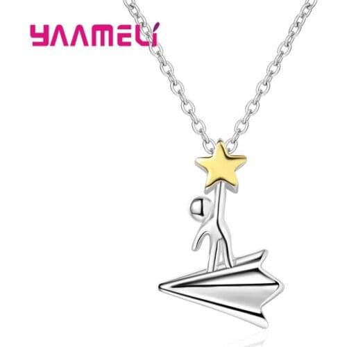 New Trendy Girl Woman Necklace Hot Popular 925 Sterling Silver Plane Pendant Necklace Jewelry Nice Birthday Christmas Gift