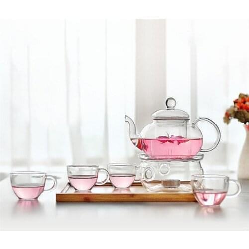 Drinkware 6pcs Clear Modern Flowers Tea Set Warmth Teaware Cups Tea Pot Kungfu Teaware for Lemon Drink / Hot / Iced / Fruit Tea