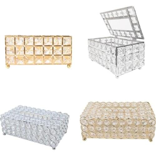 Rectangular Crystal Tissue Box Cover, Decorative Paper Box, Crystal Napkin Holder, Facial Tissue Holder for Bathroom