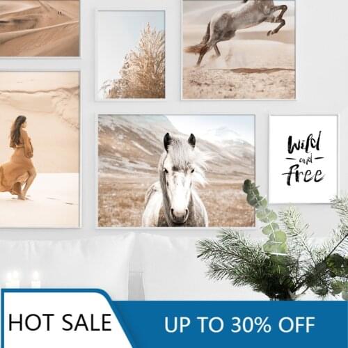 Desert Horse Girl Grass Wild Free Quotes Wall Art Canvas Painting Posters Nordic Prints Wall Decor Pictures For Living Room Deco