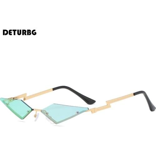 Fashion Triangle Small Sunglasses Womens Luxury Metal Frame Eye Wear Party Funny Sun Glasses Shades Ocean Lens UV400 SG072