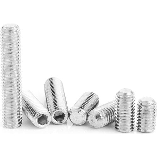 Hexagon Hex Socket Set Screw Flat Point Allen Head M2 M2.5 M3 M4 M5 M6 M8 M10 M12 Grub Screw Stainless Steel Headless Set Screw