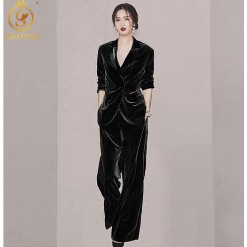 Женские бархатные брючные костюмы SMTHMA China At AliExpress