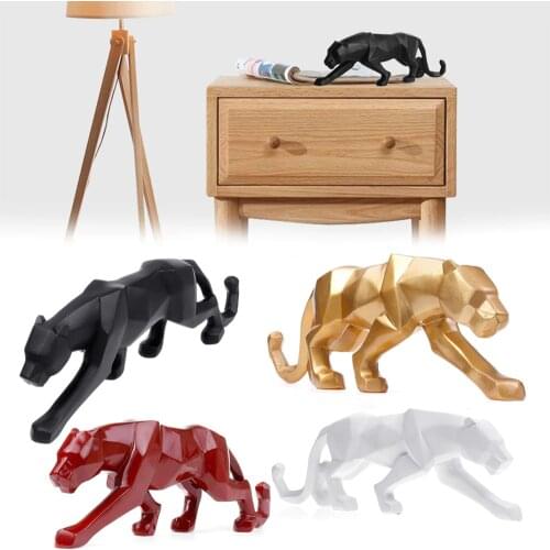 Modern Art Geometric Panther Statue Resin Leopard Sculptures Bookcase Showcase Shop Home Office Desk Decoration декор для дома