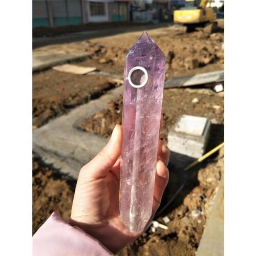 Gorgeous large amethyst crystal smoking pipe 15-17cm purple amethyst quartz pipes points wand for special gift