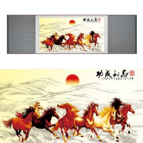 Top quality Chinese Horse silk painting Horse art painting Silk scroll art painting eight horse painting 19062701