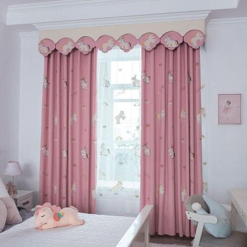 Korean Pastoral Cute Children Curtain Fabric Cartoon Childlike Printing Embroidered Bay Window Curtains for Living Room Bedroom
