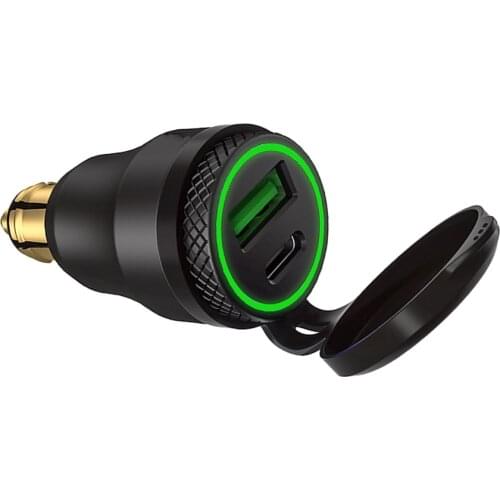 Aluminium Type-C PD Power Delivery USB Charger 30W QC 3.0 Quick Charger Waterproof for Hella DIN Socket BMW Ducati Triumph