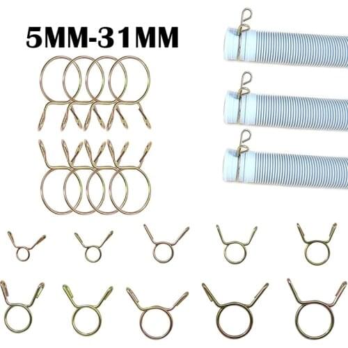10Pcs Fuel Line Hose Water Pipe Air Tubing Spring Clips Clamps Assortment Kit - Size 5-31MM hose clamp clamps pocket hole clamp
