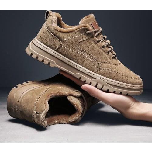 Winter Men Casual Shoes Classic Fur Hiking Jogging Shoes Outdoor Sport Sneakers for Men Trekking Footwear Work Shoes