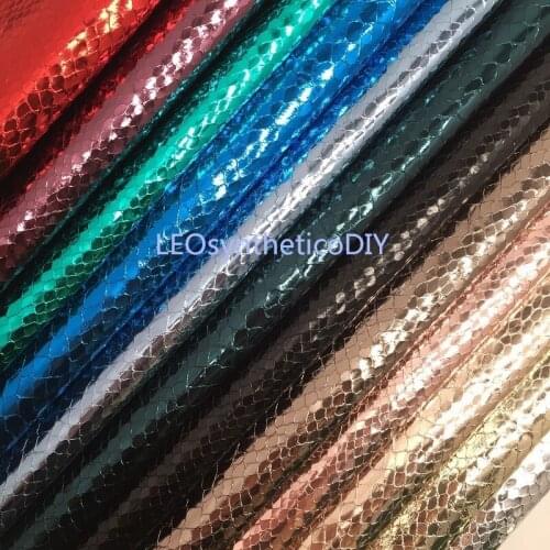 1PC 21X29CM Metallic Snake Faux Leather Fabric, Synthetic Leather Sheets, PU Leather For Making Bows LEOsyntheticoDIY T399
