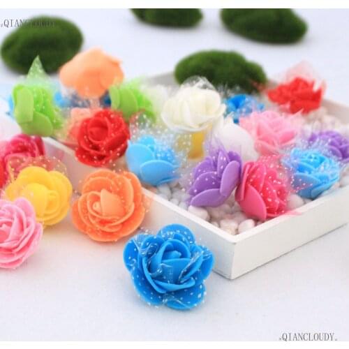 10 pieces Artificial Candy box accessories rose silk flower heads for bridal garland wedding dress headwear D58